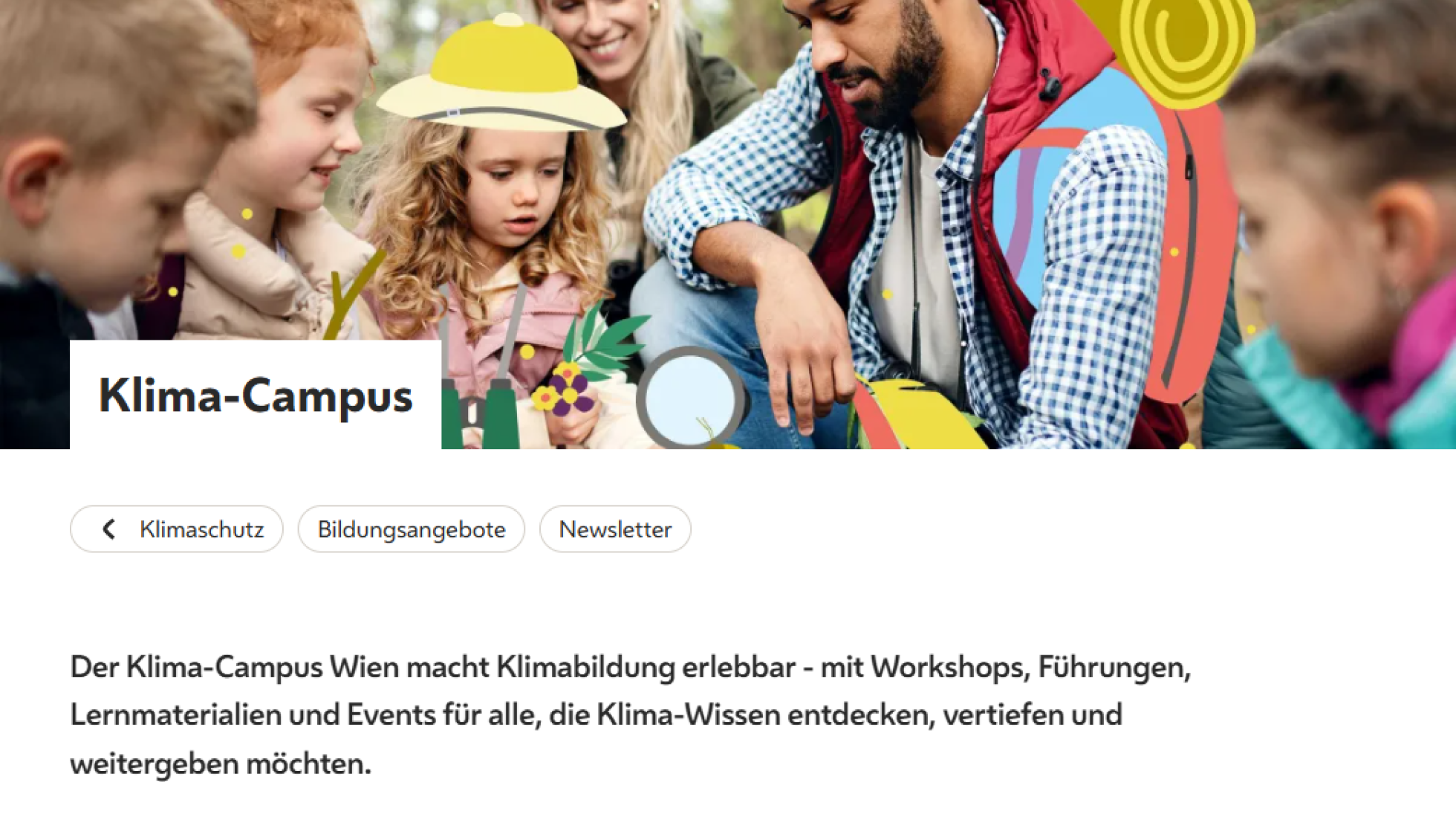 copyright: Stadt Wien Screenshot Seite Klima-Campus