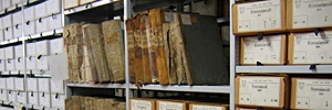 Shelves with records of the Municipal and Provincial Archives of Vienna