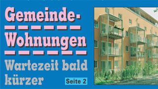 Teil der Titelseite der Stadtzeitung "Unser Wien" aus dem Jahr 1995