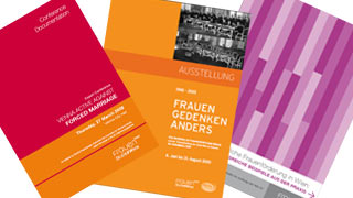 Covers of three brochures