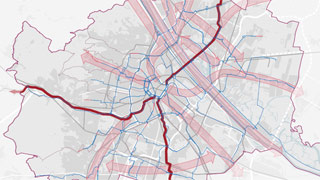 Plan des Konzepts der Rad-Langstrecken in Wien