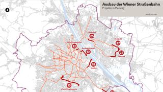 Grafik zeigt Straenbahnprojekte im Stadtplan