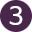  Zahl 3 auf rundem lila Hintergrund