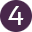  Zahl 4 auf rundem lila Hintergrund