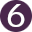  Zahl 6 auf rundem lila Hintergrund