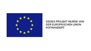 Die EU-Fahne mit Schriftzug: Dieses Projekt wurde von der Europischen Union kofinanziert.