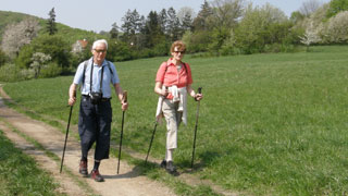 Two older hikers