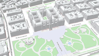 Dreidimensionales Gebudemodell Rathaus und Rathausplatz