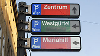 Anzeigetafeln des Wiener Parkleitsystems