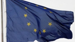 Fahne der Europischen Union im Wind