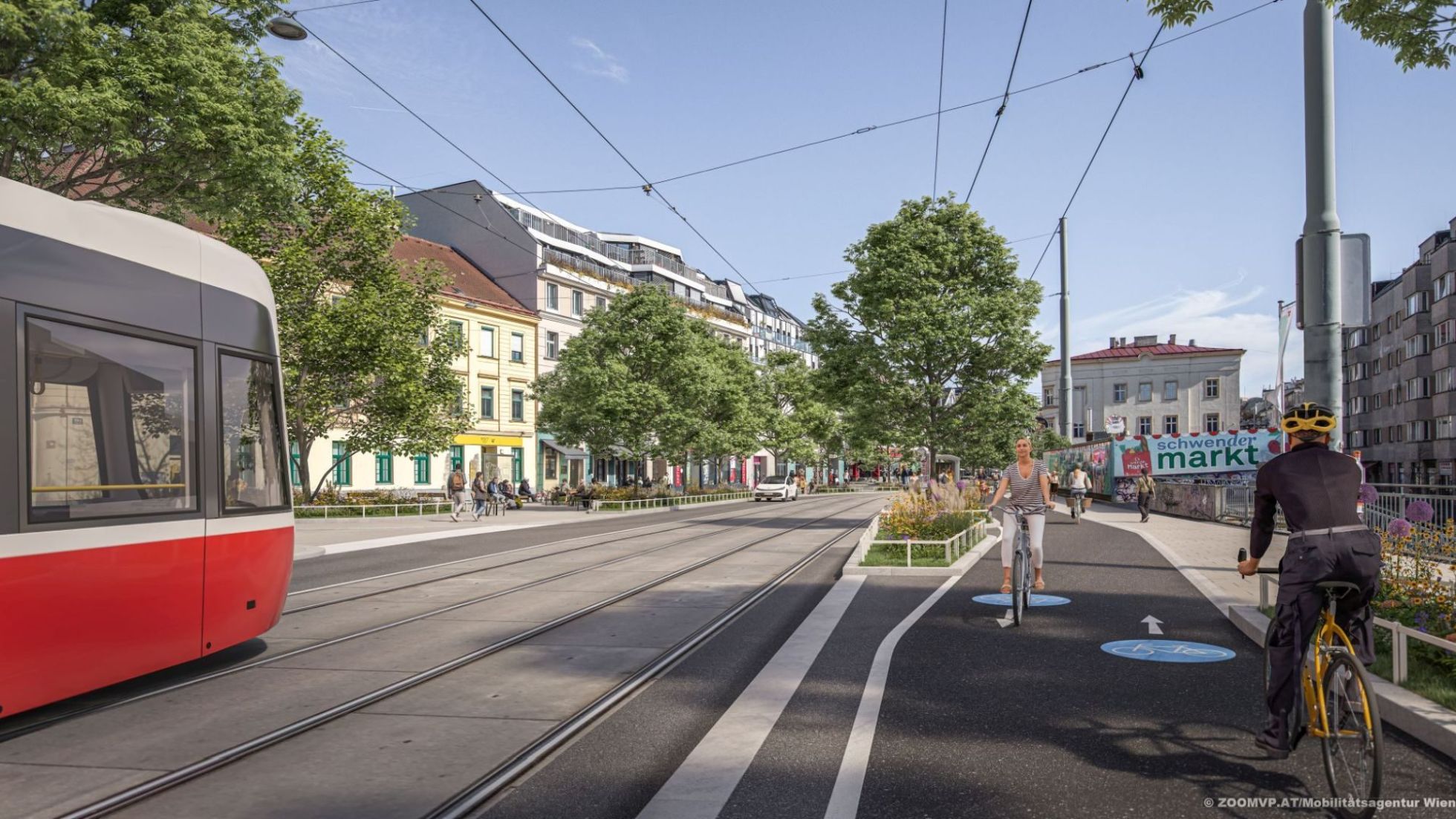copyright: ZOOMVP/ Mobilitätsagentur Wien Visualisierung Äußere Mariahilfer Straße Schwendermarkt