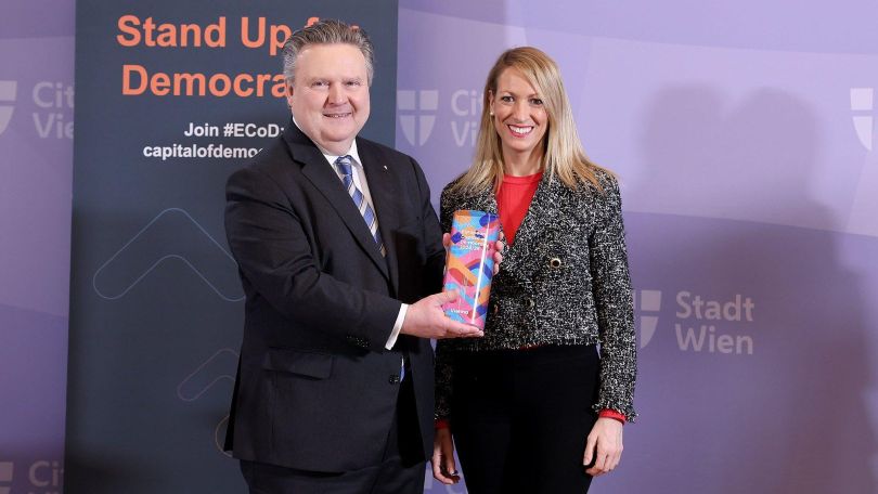 Bürgermeister Michael Ludwig und Maria Eugénia Gay