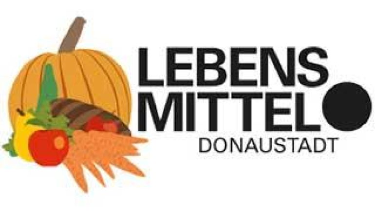 Wortbildmarke zu "Lebensmittelpunkt Donaustadt": Grafik von verschiedenem frischem Gemüse