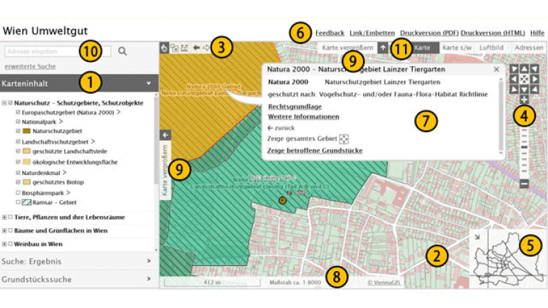 Screenshot einer Kartendarstellung