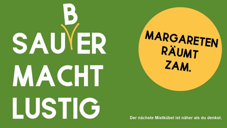 copyright: BV 5 Sujet zur Kampagne "Margareten räumt zam": Sau(b)er macht lustig. Der nächste Mistkübel ist näher als du denkst.