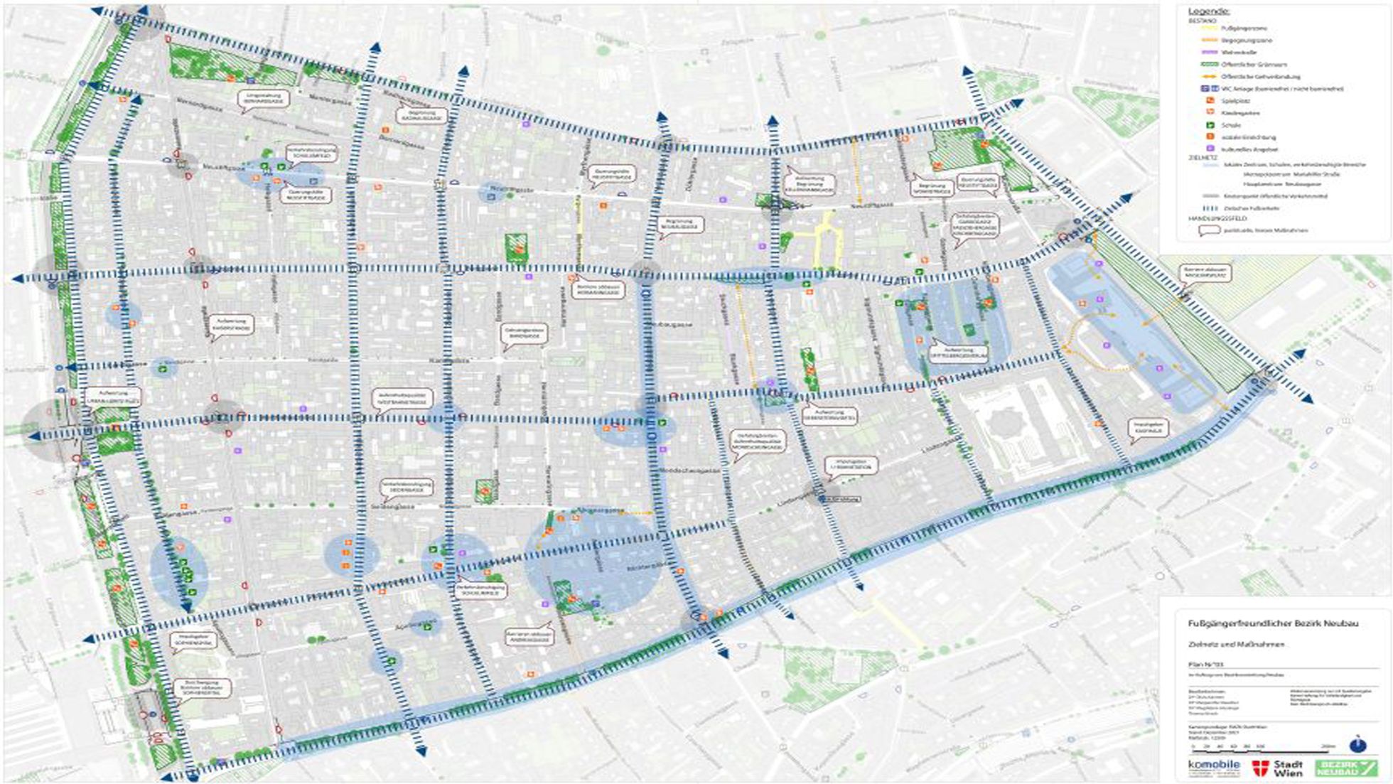 copyright: MA 18 - komobile Plan des Bezirks Neubau mir Fußgänger*innen-Routen
