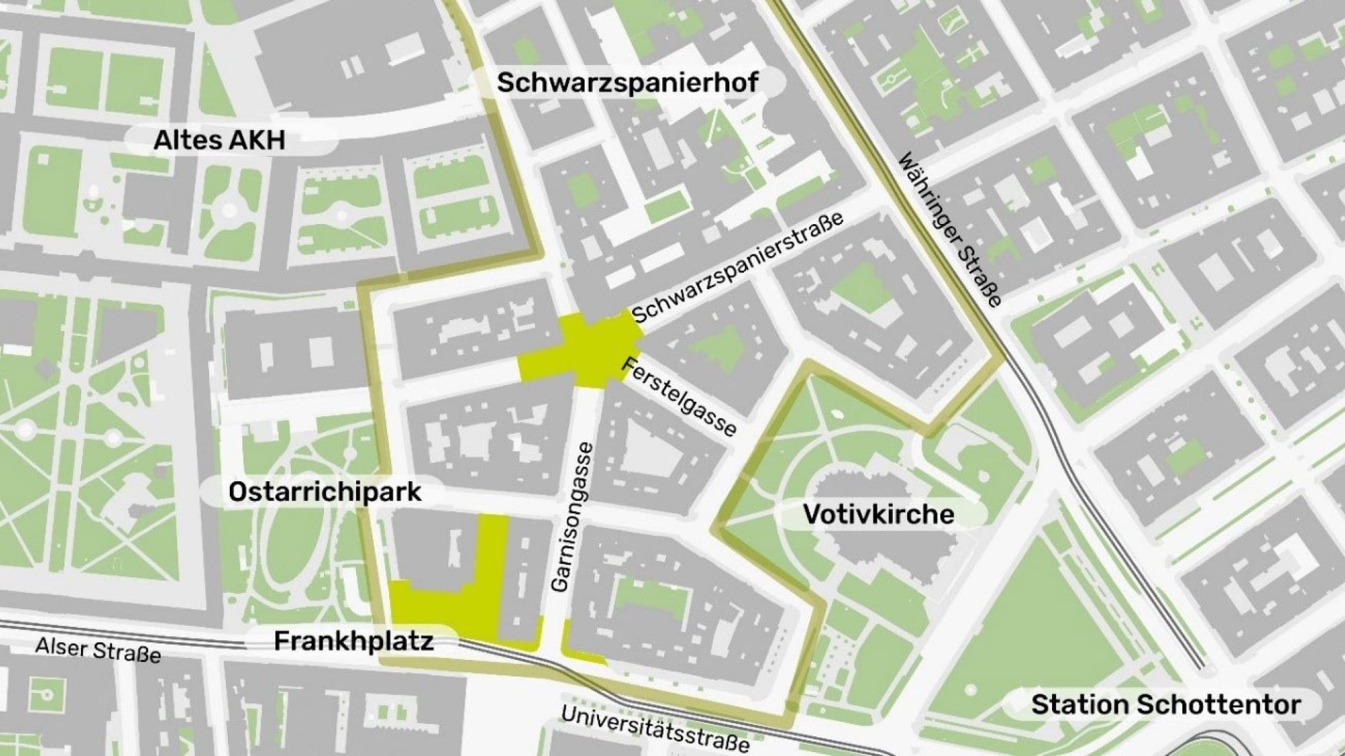 Kartenansicht der Umbauzone