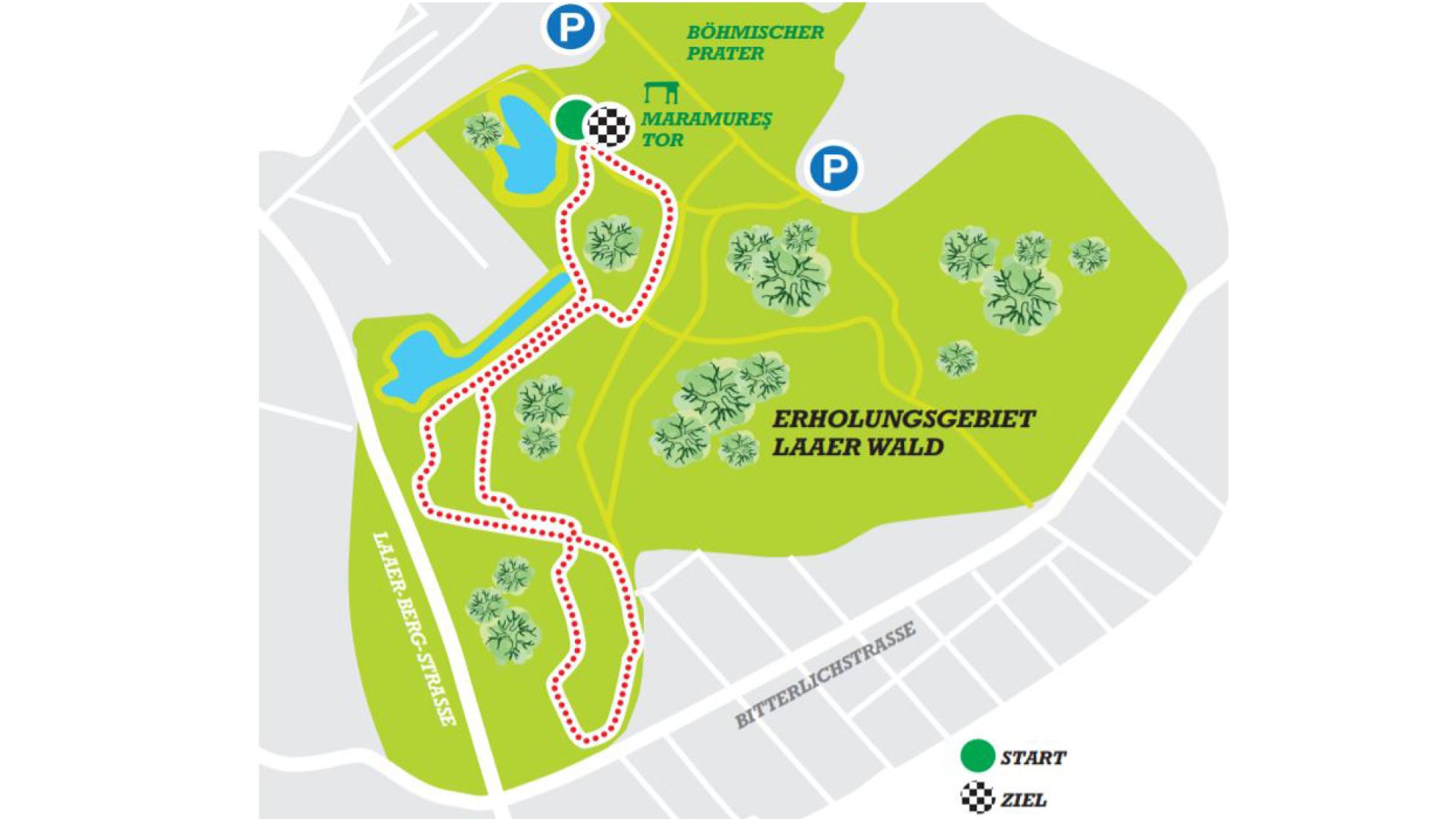 Planskizze einer Laufstrecke im Laaer Wald