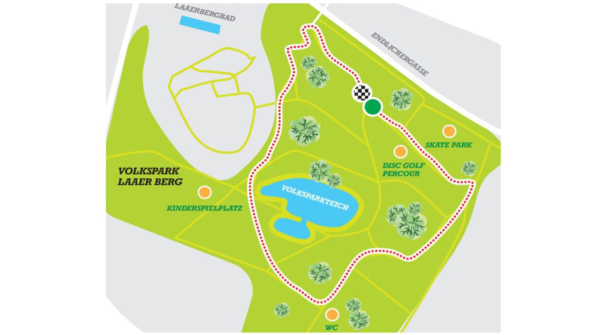 Planskizze einer Laufstrecke im Volkspark Laaerberg