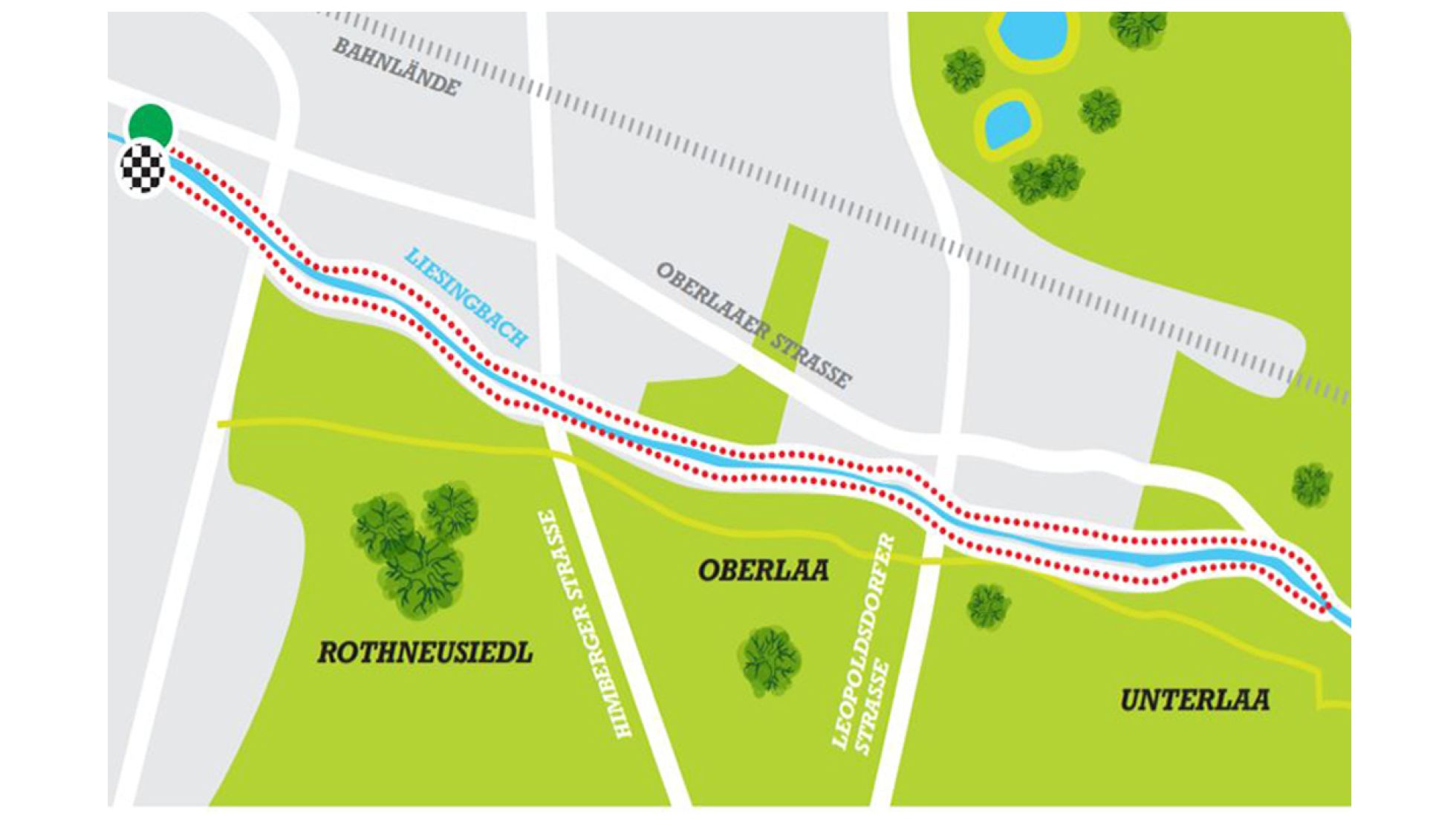 Planskizze einer Laufstrecke in Oberlaa