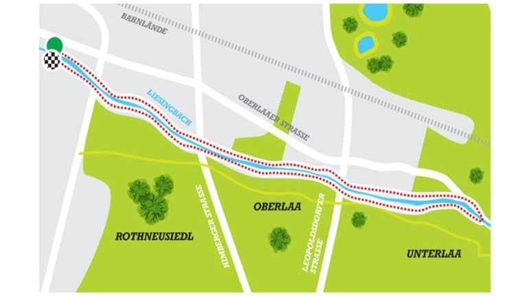 Planskizze einer Laufstrecke in Oberlaa