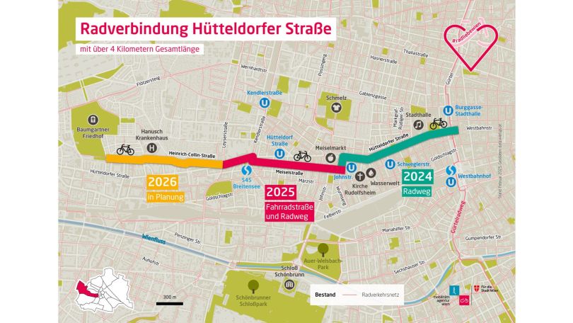 copyright: Mobilitätsagentur Wien Übersichtkarte zur Führung des Radweges