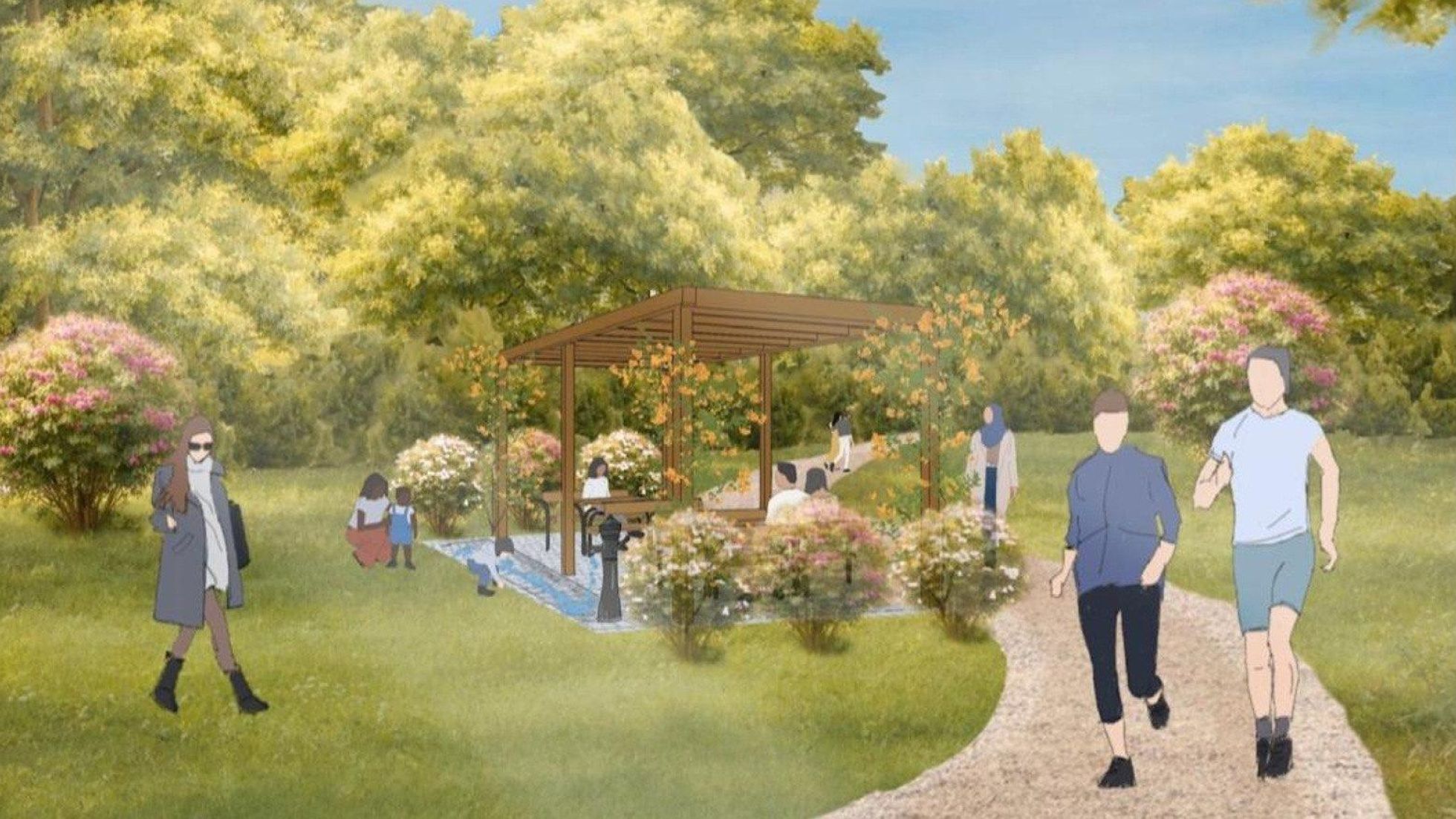 copyright: Wiener Stadtgärten Rendering des umgestalteten Hans-Hirsch-Parks