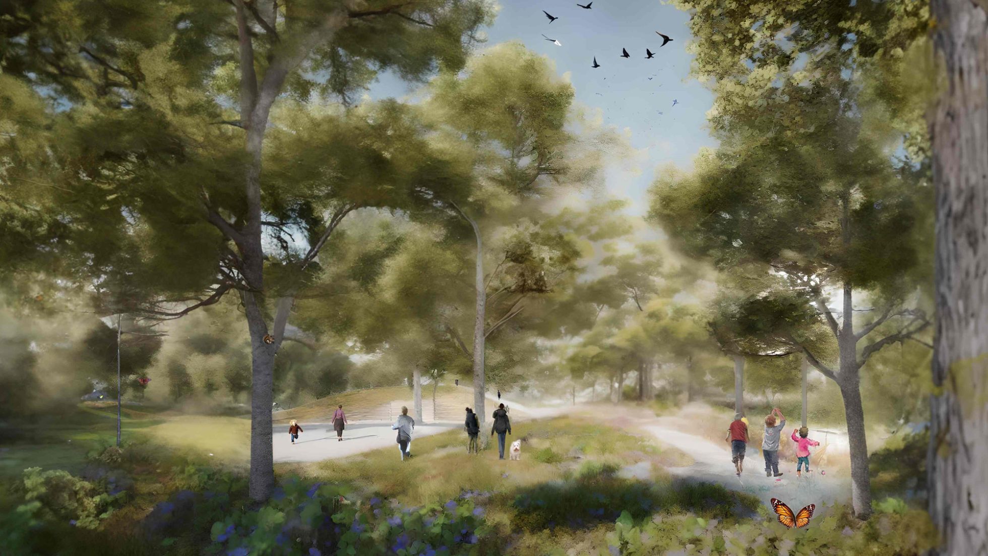 copyright: Büro GGK Visualisierung eines Waldes mit Besuchern