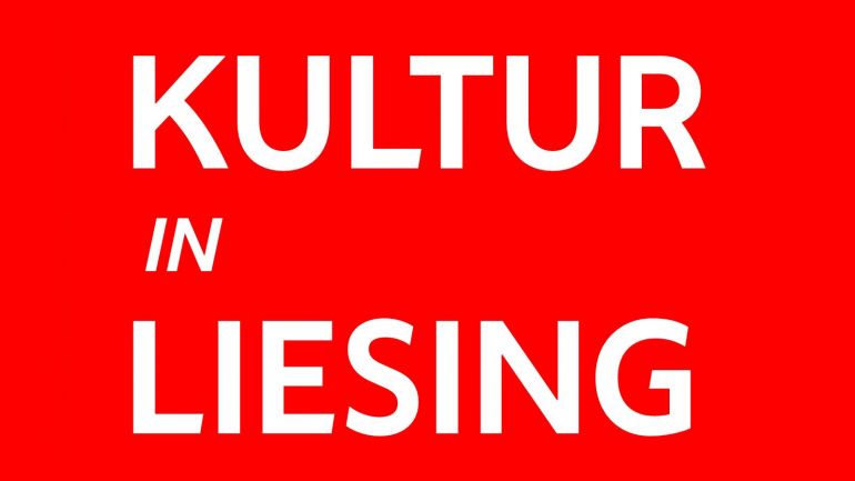 Logo "Kultur in Liesing" in weißer Schrift auf rotem Untergrund