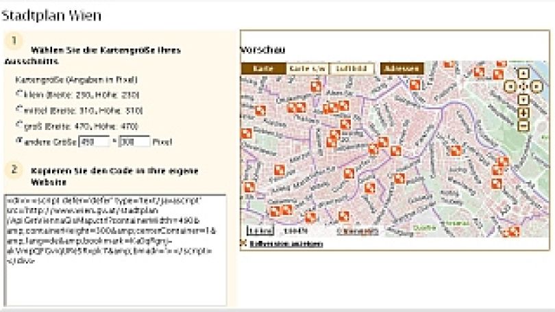 Ausschnitt aus dem wien.at-Stadtplan