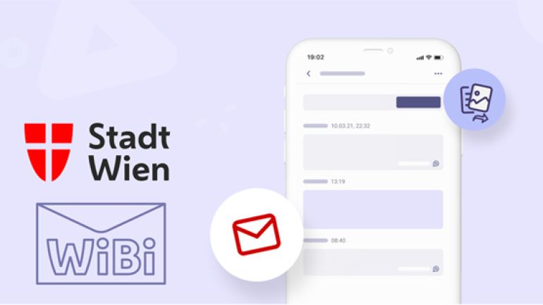 copyright: Fox Education Services GmbH Links das Logo der App WiBi - Wiener Bildungspost, rechts ein Smartphone-Bildschirm