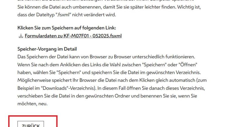 Abbildung vom "zurück"-Button