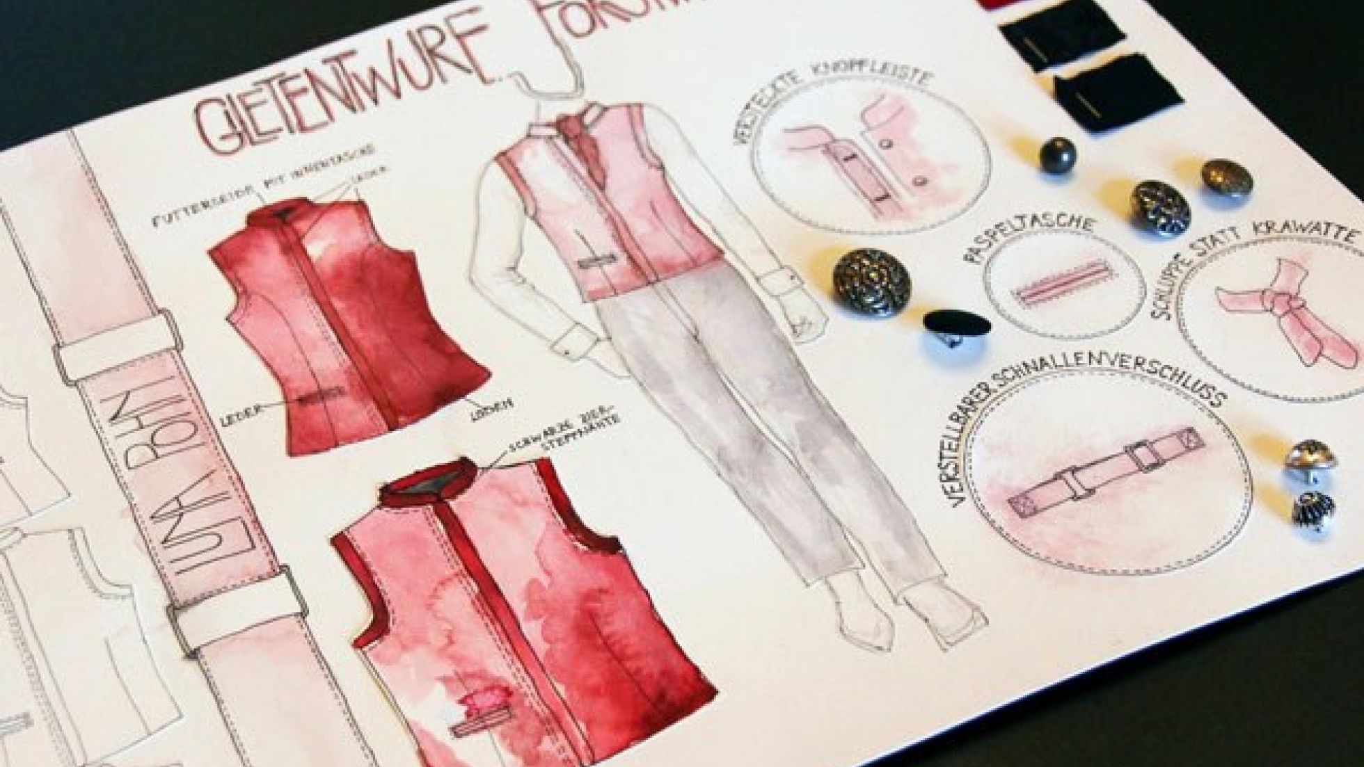 Entwurf eines Gilets in ländlichem Kleidungsstil