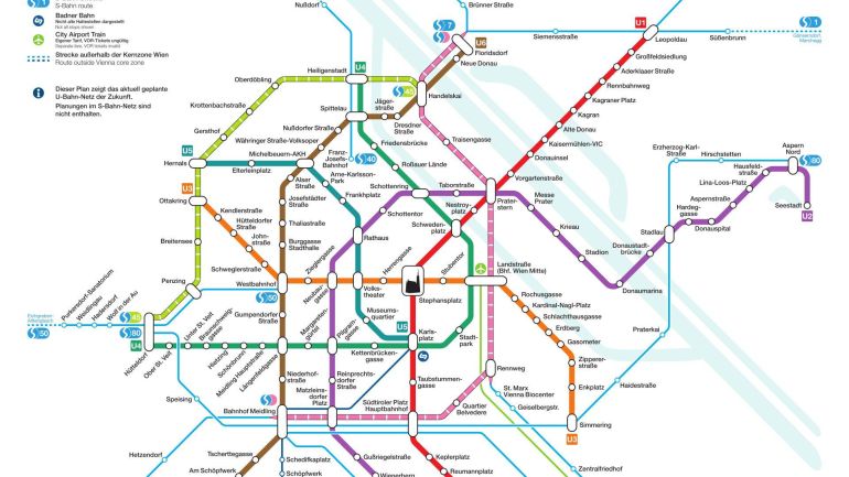 Das Liniennetz von Wien mit den Erweiterungen der U-Bahn in der 4. Ausbauphase