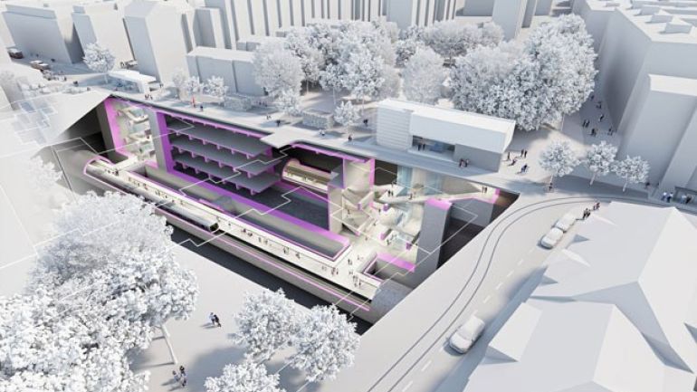 Visualisierung der U-Bahn-Station Gußriegelstraße