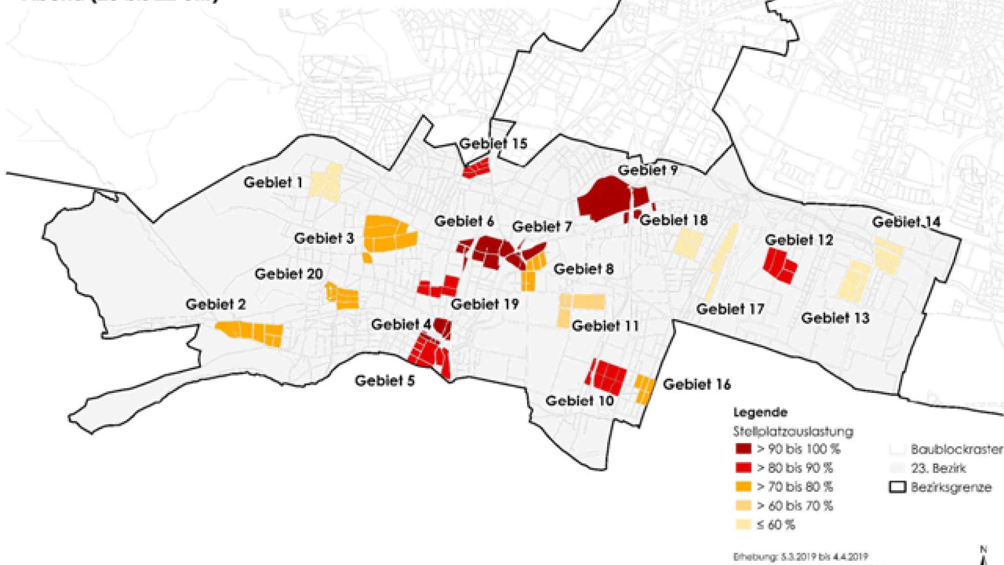 copyright: MA 18 Karte von Liesing mit Markierungen in verschiedenen Rot-Tönen