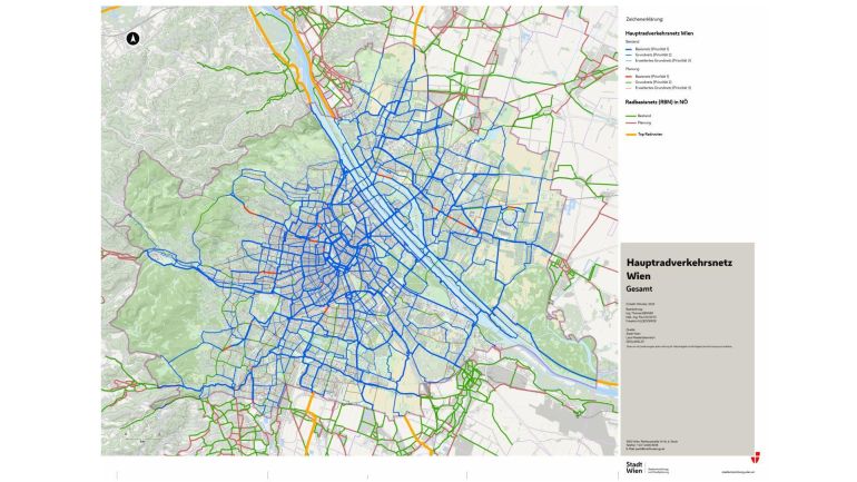 copyright: Stadtentwicklung und Stadtplanung (MA 18) Hauptradverkehrsnetz-Karte
