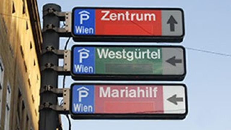 sign with directions to multi-storey car parks