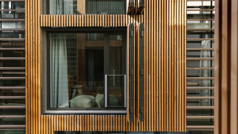 Fassade, Glas, Holz