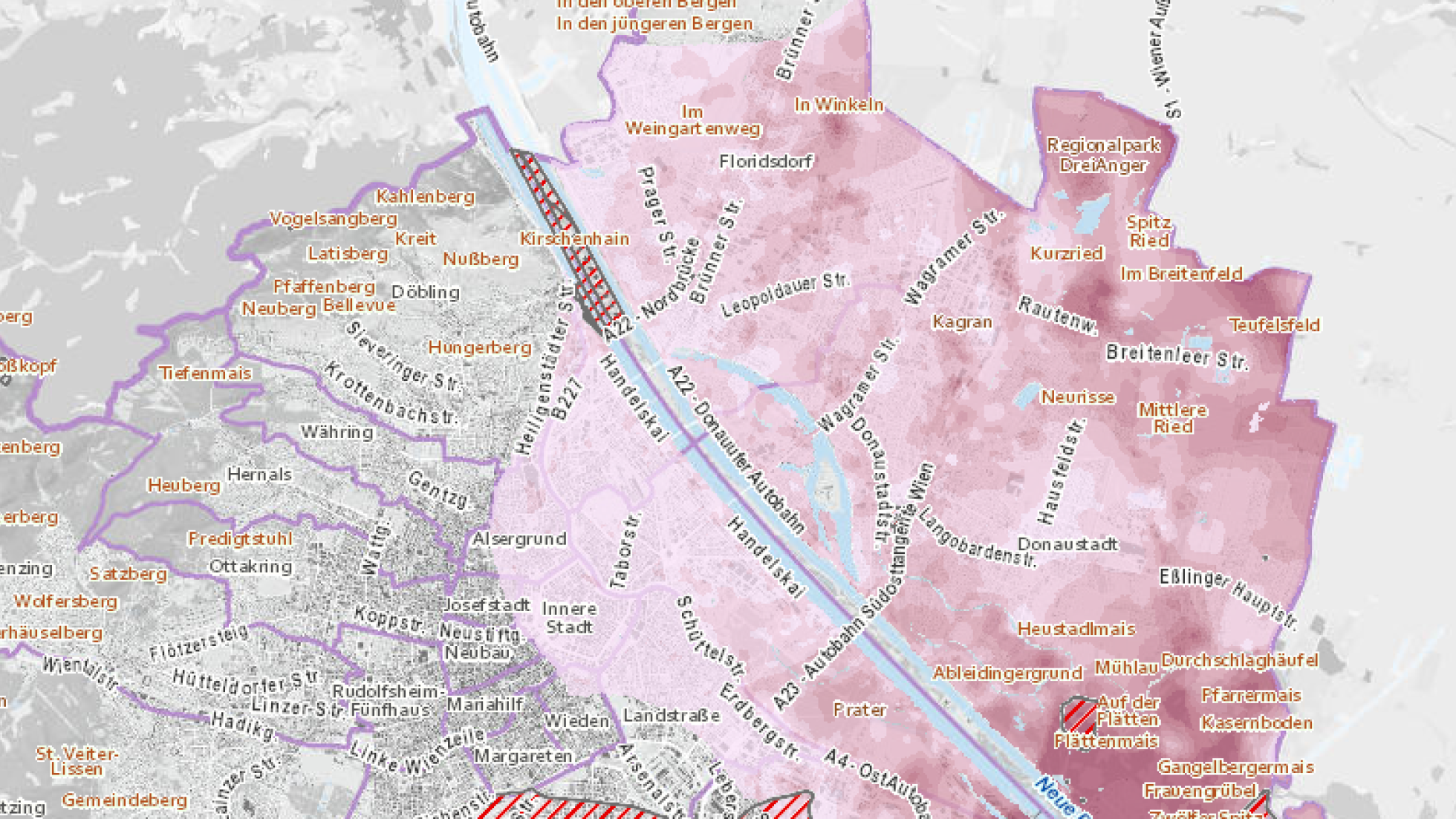 Ausschnitt aus der Karte des Erdwärmepotenzialkataster