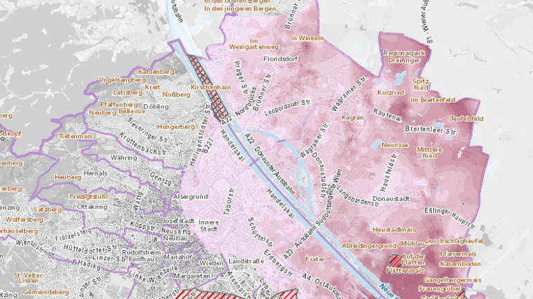 Ausschnitt aus der Karte des Erdwärmepotenzialkataster