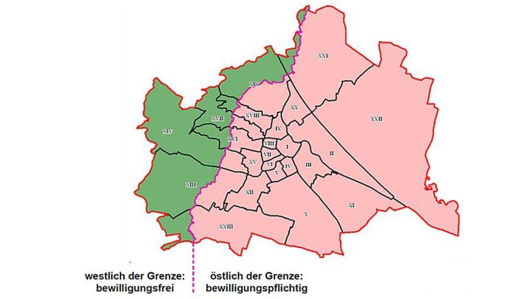 Stadtplan mit eingezeichneter Grenze