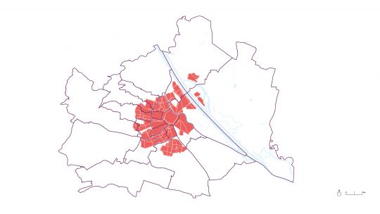Karte Wiens mit dem künftigen Gebiet der Fernwärmeversorgung