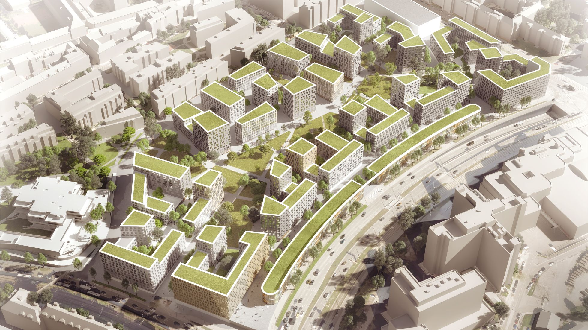 copyright: Superblock ZT GmbH Rendering einzelner Wohngebäude