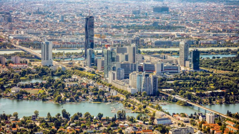copyright: Stadt Wien Schrägluftbild auf die Donau City