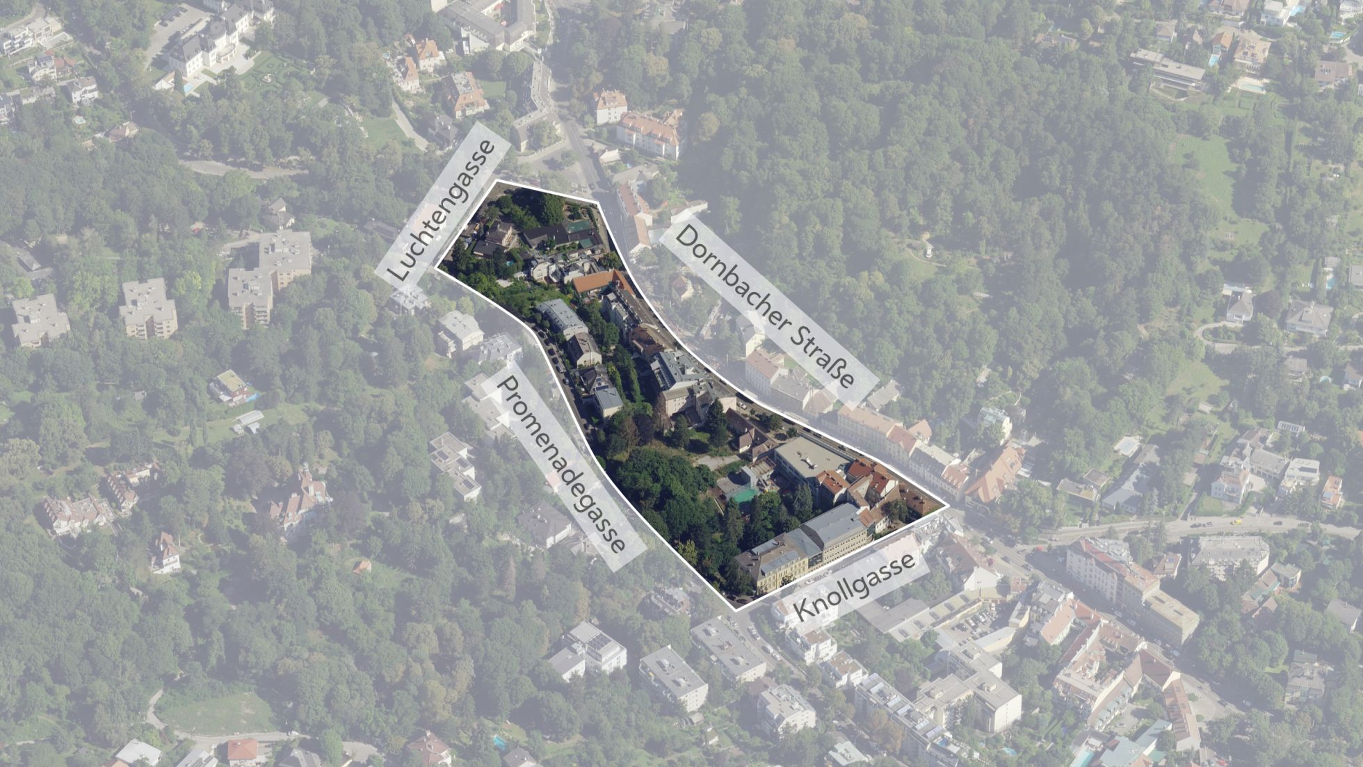copyright: Stadt Wien/Stadtplan3D Schrägluftbild mit Gebietsabgrenzung