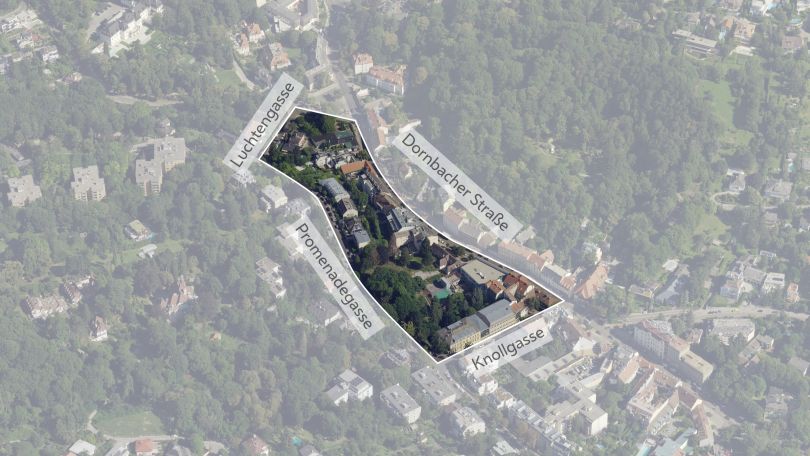 Schrägluftbild  mit Gebietsabgrenzung