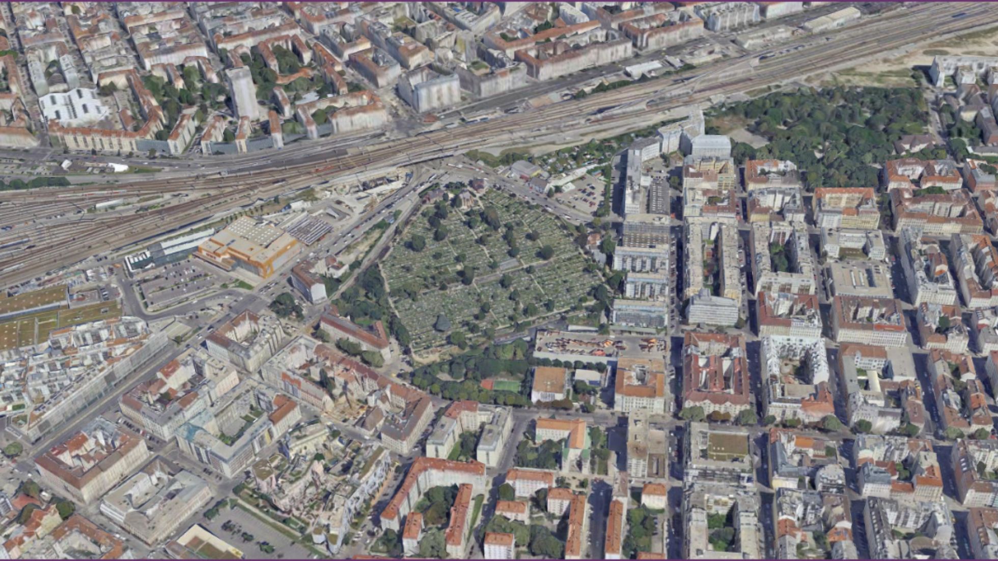 Das Gebiet um den Matzleinsdorfer Platz aus der Vogelperspektive