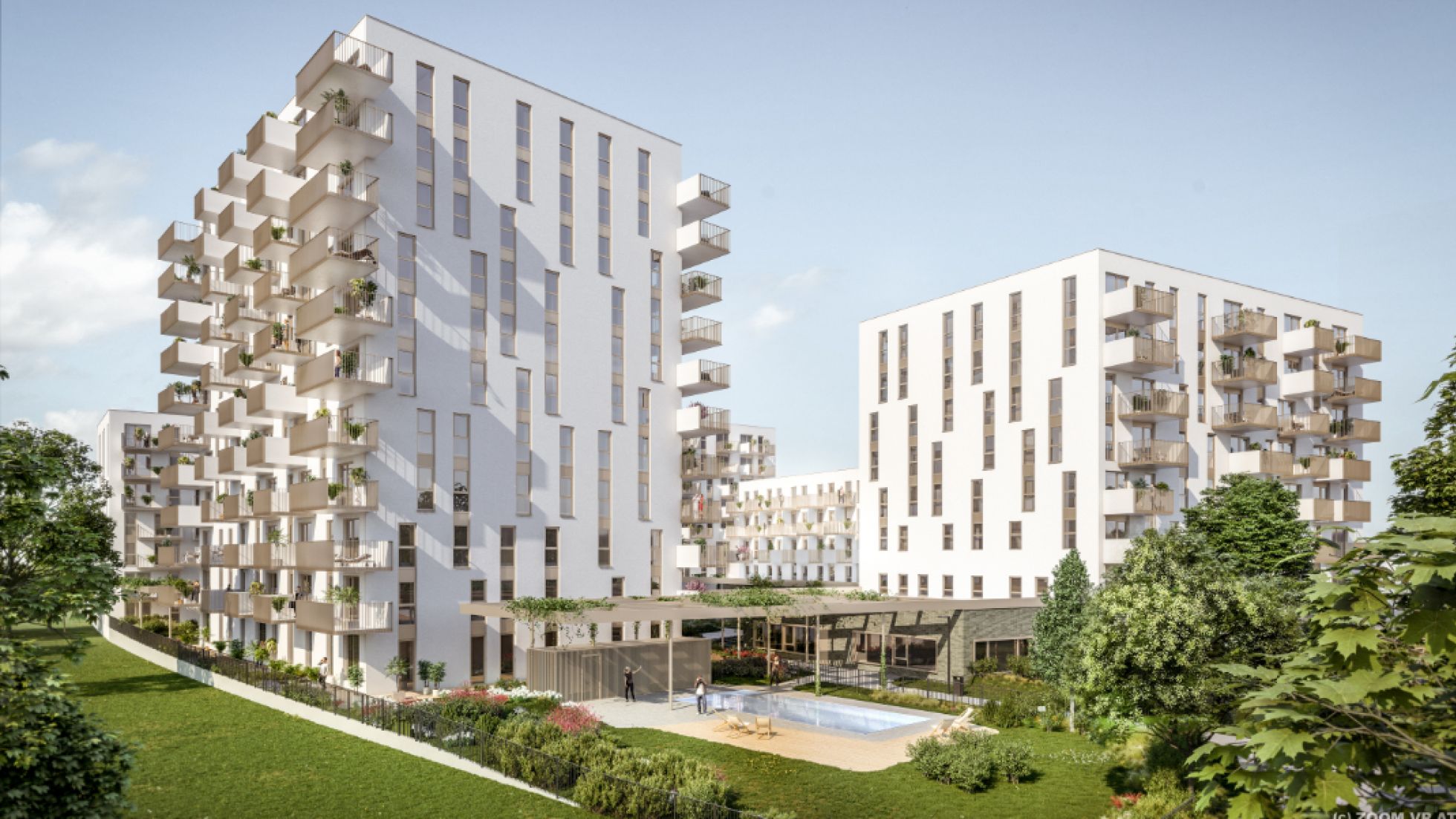 Rendering zwei Wohngebäude