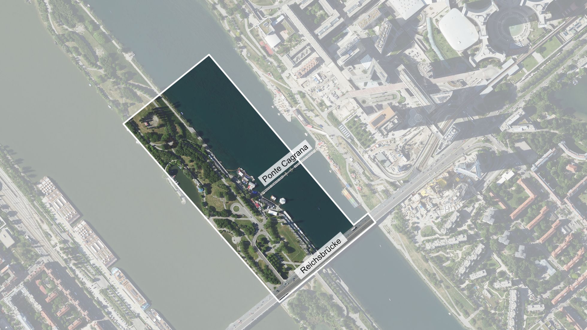 copyright: Stadt Wien/ViennaGIS Luftbild mit Gebietsabgrenzung